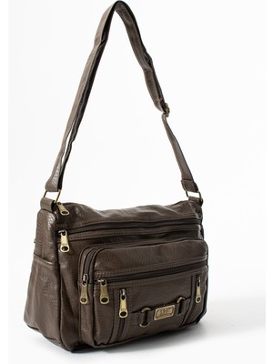 Duomino Vizon Yıkama Suni Deri Çok Cepli Çapraz Çanta / Omuz Çantası / Postacı Çanta