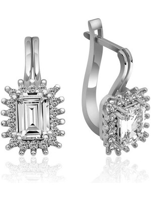 Gümüş Mengeçli Zümrüt Kesim Küpe