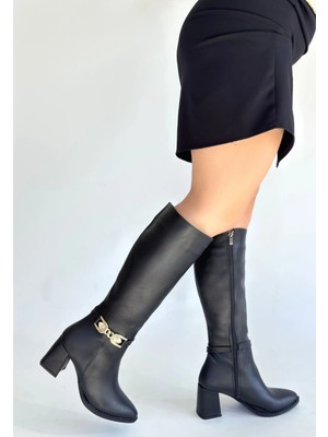 Diaways Mooni Siyah Cilt Topuklu Çizme
