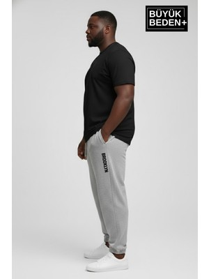 Superlife Erkek Büyük Beden Brooklyn Baskılı Paça Lastikli  Jogger Ince Eşofman Altı  SPR26BEA951-2