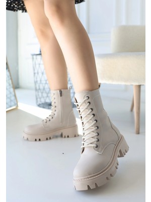 Diaways Flona Bej Cilt Bağcıklı Bot