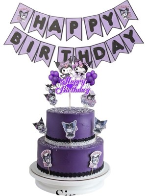 Sinem Gift Kuromi Pasta Süsü - Kuromili Pasta Süsü - Kuromi Konseptli Süs - Kuromi Doğum Günü