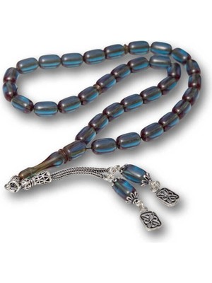 Özcömert Silver Gümüş Püsküllü Kapsül Kesim Sıkma Kehribar Tesbih