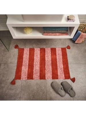 Matmel Soft Tufting Line Püsküllü Banyo Paspası - Mint / Ekru - 60X90 cm