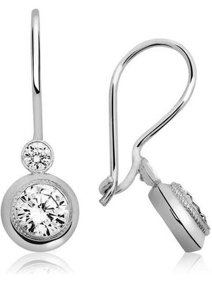 Özcömert Silver Gümüş Sallantılı Tek Taş Küpe