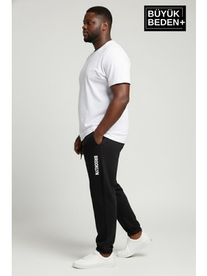Superlife Erkek Büyük Beden Brooklyn Baskılı Paça Lastikli  Jogger Ince Eşofman Altı  SPR26BEA951-2