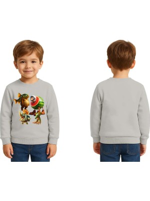 Sedirli Unisex Braınrot Baskılı Çocuk Swaetshirt 3 Iplik Şardonlu