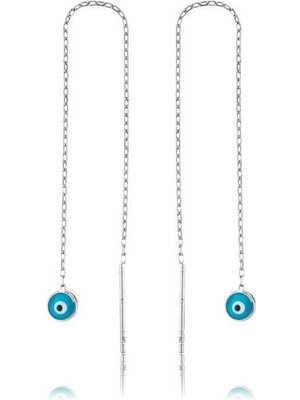 Özcömert Silver Gümüş Nazar Zincirli Küpe