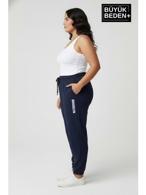 Superlife Kadın Büyük Beden Brooklyn Baskılı Paça Lastikli  Jogger Ince Eşofman Altı  SPR26BEAK951-2