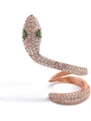 Özcömert Silver Gümüş Yeşil Gözlü Tek Kıkırdak Yılan Küpe