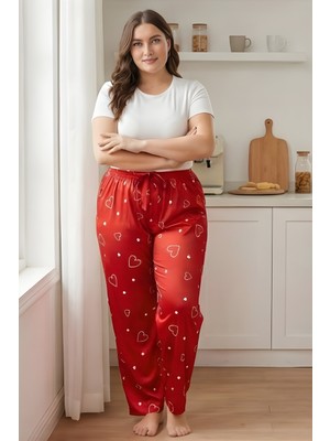 Morro Kadın Battal Boy Süet Desenli Pijama Altı Beli Ipli Lastikli Rahat Kesim Büyük Beden Ev Giyim Pijama Altı