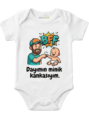 Dayımın Minik Kankasıyım Baskılı Bebek Zıbını, Beyaz, Kısa Kollu Body