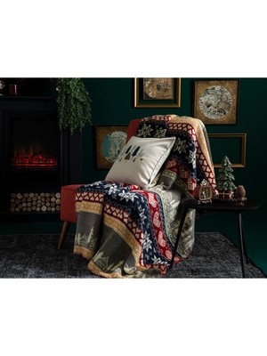 Sıcak ve Şık Akrilik Tv Battaniyesi 130X170 cm Lacivert-Kırmızı