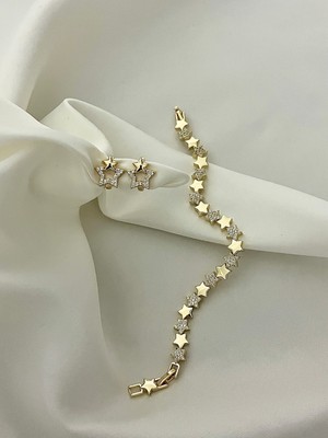 Yeknova (Sevgililer Günü) Xuping 14K Gold Renginde Excellent Model Kararmaz Kadın Halka Küpe Bileklik Kombin