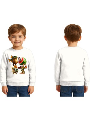 Sedirli Unisex Braınrot Baskılı Çocuk Swaetshirt 3 Iplik Şardonlu