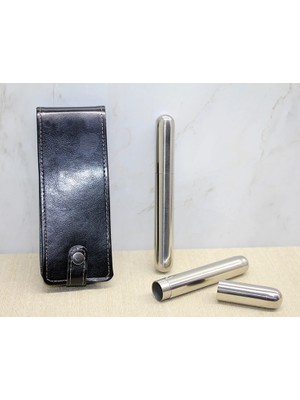 Mulvxkrg KRG02 Deri Kılıflı Ikili Paslanmaz Çelik Puro Tüpü (Mulvix)