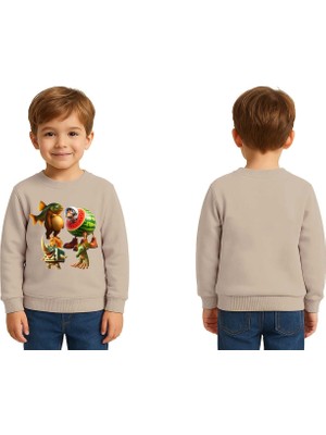 Sedirli Unisex Braınrot Baskılı Çocuk Swaetshirt 3 Iplik Şardonlu