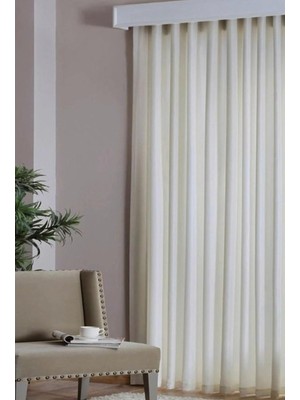 Taç Saten Güneşlik Perde Düz Dikiş Kullanıma Hazır Krem