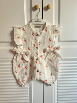 Leona Luxe Kirazlı Müslin Kumaş Tulum