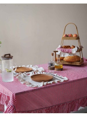 2li Ham Keten Fırfır Detaylı Amerikan Servis/ Supla 40CM