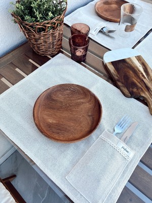 2li %100 Ham Keten Kaşıklık Detaylı Amerikan Servis/ Supla