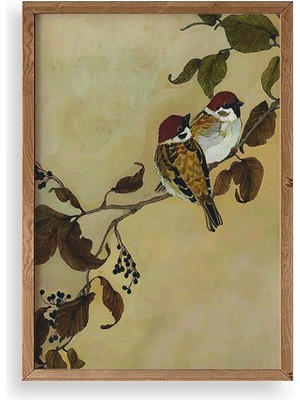 Buffer Kuş Ahşap Çerçeveli Tablo