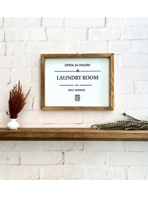 Buffer Banyo Laundry Room Ahşap Çerçeve - Beyaz Zemin