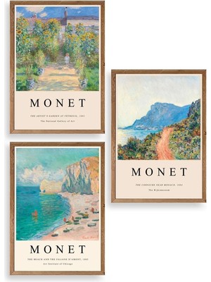 Buffer Monet Üçlü Ahşap Çerçeveli Tablo