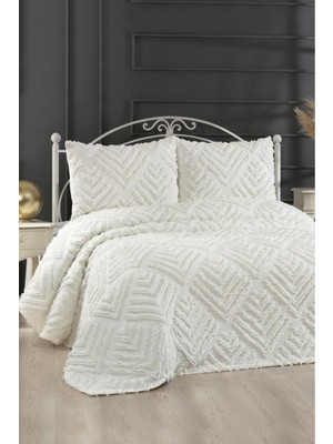 Yumuşak ve Şık Krem Pine 3 Parça Çift Kişilik Pikey Takımı