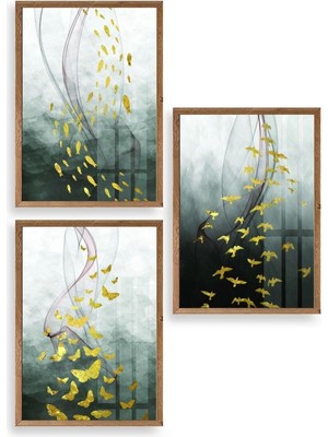 Buffer Soyut Hayvanlar Ahşap Çerçeveli Tablo