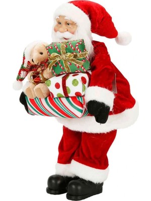 SHC4200 Hediye Paketi Taşıyan Noel Baba Dekoratif Biblo 45 cm