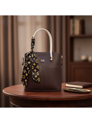 A02Teks Kadın Fularlı Fermuarlı  Shopper El ve Omuz Çantası