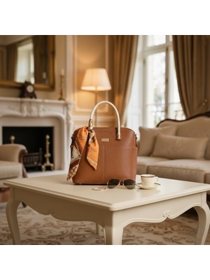 A02Teks Kadın Fularlı Fermuarlı  Shopper El ve Omuz Çantası