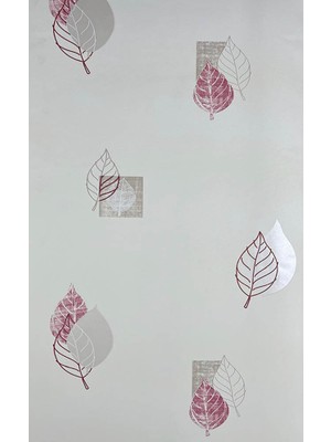 Teodora Beyaz Kırmızı Yaprak Desen Ucuz Duvar Kağıdı 78511