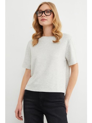 FullaModa Basic Bisiket Yaka Modal Tişört