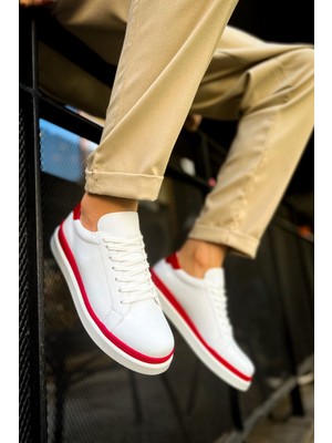 AyrStore CH979 - Santoni Gbt Spor Erkek Ayakkabı Beyaz/kırmızı