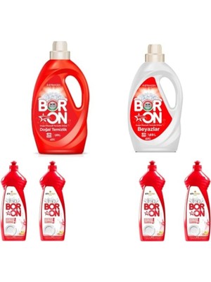 Boron Doğal Mineralli Sıvı Çamaşır Deterjanı Renkli ve Beyazlar Için 52 Yıkama+ Bulaşık Deterjanı