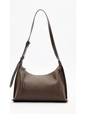 Manuka Dokulu Deri Omuz Çantası Kahverengi