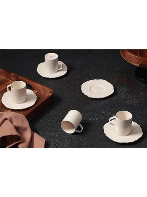 AyrStore Tide Platin 4 Kişilik Kahve Takımı 80CC