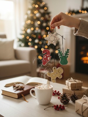 Aze Kids Yılbaşı Süsü Seti 4'lü Noel Ağacı Süsleri Kar Tanesi Desenli Dekor Hediyelik