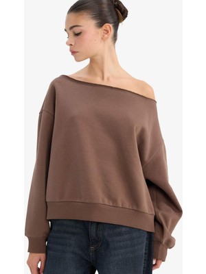 DeFacto Oversize Geniş Kalıp Omzu Açık Kalın Sweatshirt G7204AX25CW
