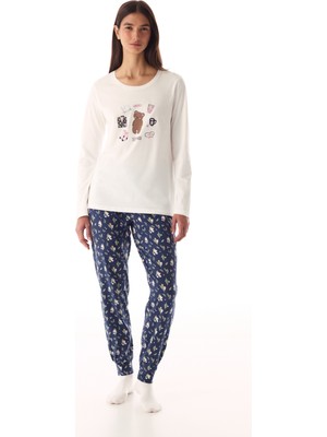 Penti Koyu Mavi Sleepy Mood Pamuklu Pantolon Pijama Takımı