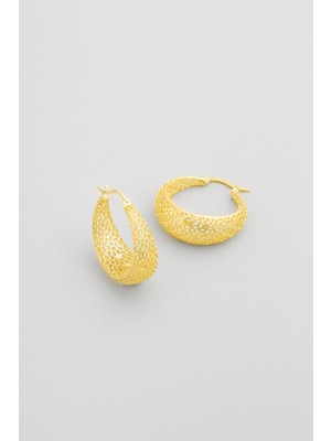 So CHIC Saray Dokunuşu 18 Ayar Sarı Altın Kaplama Gümüş Halka Küpe