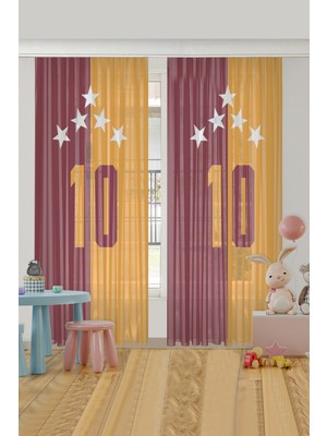 Sarı Kırmızı Çocuk Odası Tül Perde