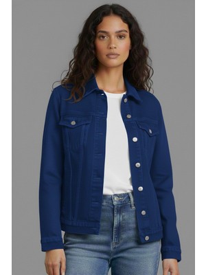 Wkm Kadın Rahat Kesim Çift Cepli Denim Kot Ceket