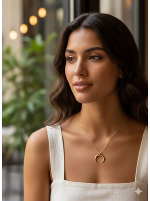 925 Ayar Papatya Silver Ay Kolye