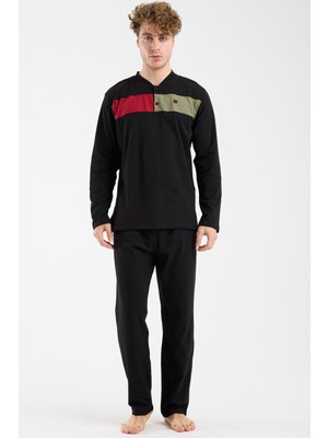Sementa Blok Detaylı Regular Fit Pijama Takım - Siyah