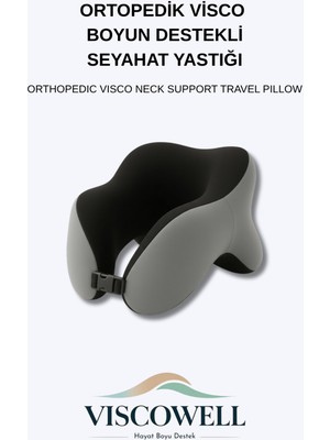 Viscowell Ortopedik Visco Boyun ve Baş Destekli Seyahat Yastığı Uçak, Araba, Ev Için Taşınabilir