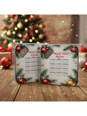 Yılbaşı Açacak Magnet Kare Yeni Yıl Konseptli Buzdolabı Süsü Naylon Ambalajlı Promosyon Hediye