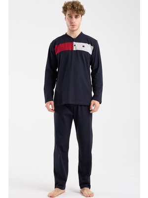 Sementa Blok Detaylı Regular Fit Pijama Takım - Lacivert